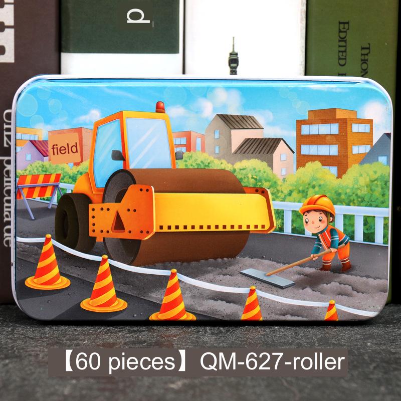 60-teiliges Eisenbox-Holzpuzzle, Cartoon-Cartoon-Flachpuzzle, Puzzle-Version, Früherziehung, Lernspielzeug für Kinder von Joom DACH