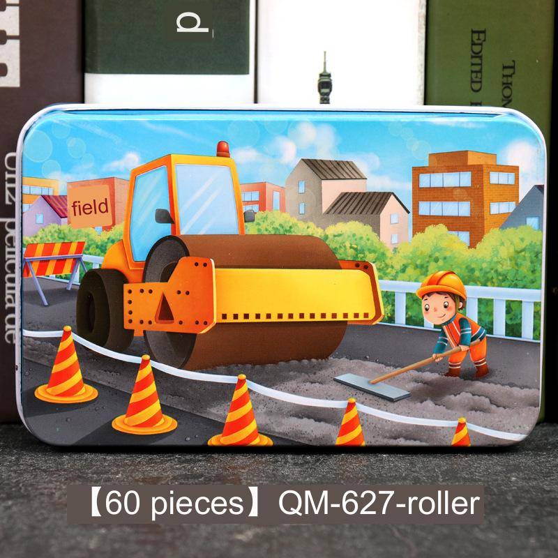 60-teiliges Eisenbox-Holzpuzzle, Cartoon-Cartoon-Flachpuzzle, Puzzle-Version, Früherziehung, Lernspielzeug für Kinder von Joom DACH