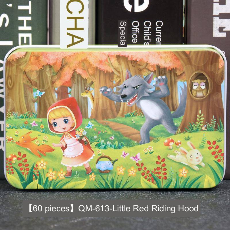 60-teiliges Eisenbox-Holzpuzzle, Cartoon-Cartoon-Flachpuzzle, Puzzle-Version, Früherziehung, Lernspielzeug für Kinder von Joom DACH