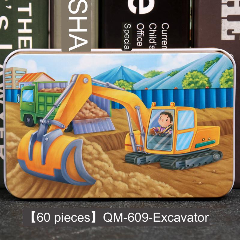 60-teiliges Eisenbox-Holzpuzzle, Cartoon-Cartoon-Flachpuzzle, Puzzle-Version, Früherziehung, Lernspielzeug für Kinder von Joom DACH