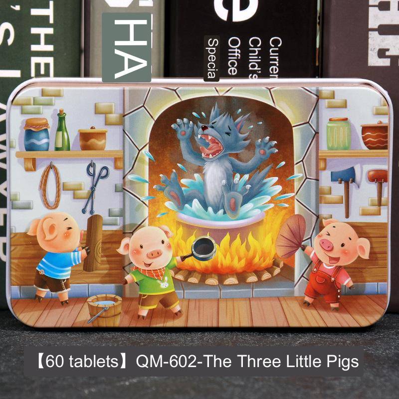 60-teiliges Eisenbox-Holzpuzzle, Cartoon-Cartoon-Flachpuzzle, Puzzle-Version, Früherziehung, Lernspielzeug für Kinder von Joom DACH