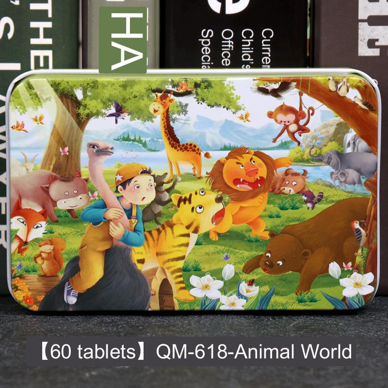 60-teiliges Eisenbox-Holzpuzzle, Cartoon-Cartoon-Flachpuzzle, Puzzle-Version, Früherziehung, Lernspielzeug für Kinder von Joom DACH