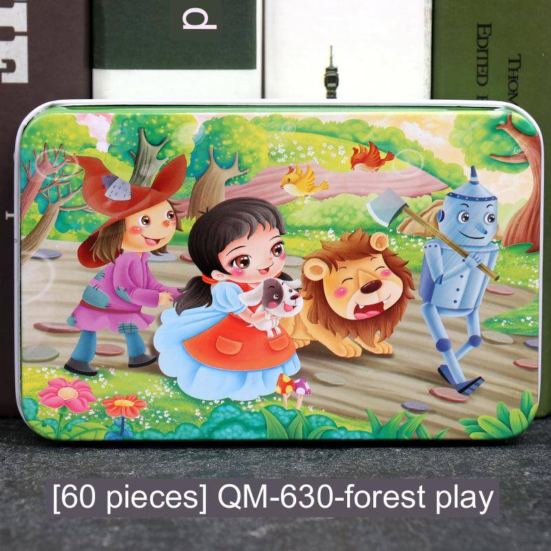 60-teiliges Eisenbox-Holzpuzzle, Cartoon-Cartoon-Flachpuzzle, Puzzle-Version, Früherziehung, Lernspielzeug für Kinder von Joom DACH