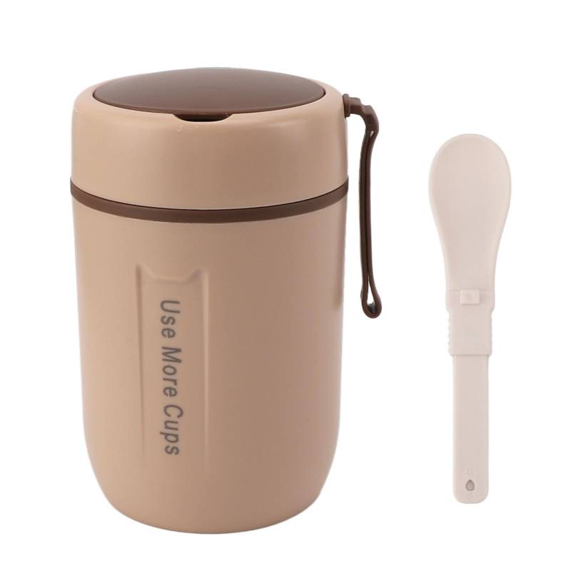 600 ml isoliertes Lebensmittelglas mit Sicherheitsdeckel mit Löffel 304 Edelstahl auslaufsichere Thermosuppe L khaki von Joom DACH