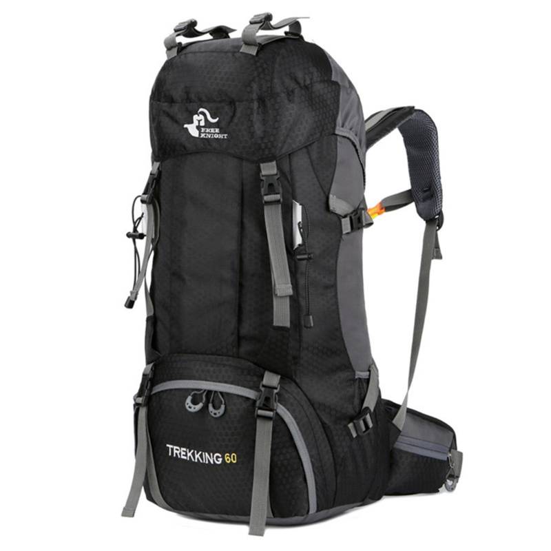 60L Wanderrucksack Wasserabweisender Kletter-Camping-Rucksack Reise-Tagesrucksack mit Regenschutz schwarz von Joom DACH