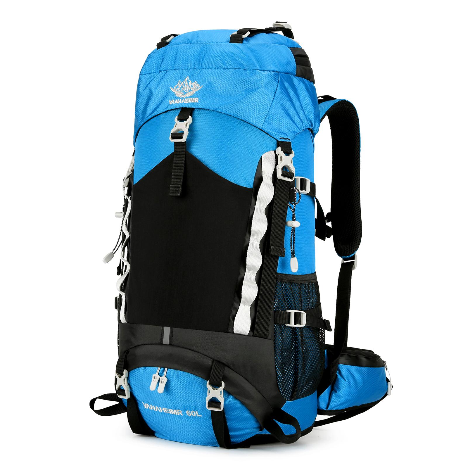 60L wasserdichter Wanderrucksack, Camping-Reise-Tagesrucksack mit Regenschutz für Camping-Wanderreisen himmelblaue von Joom DACH