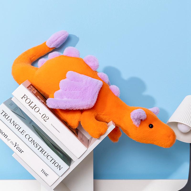 60cm Cartoon Fliegender Drache Plüschtier mit Flügeln Blau Orange Langer Drache Plüschtier Kissen Geschenk für Jungen und Mädchen Schlafzimmerdeko 60cm orange von Joom DACH
