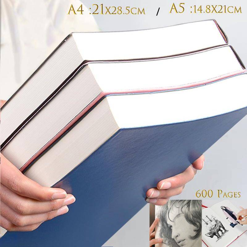 640-seitiges Blanko-Skizzenbuch im A4-/A5-Format. 16-Karat-Skizzenbuch. Handgemaltes BookPlus-Anime-Zeichenbuch aus superdickem weißem Papier A4 (21x28.5cm) rot von Joom DACH