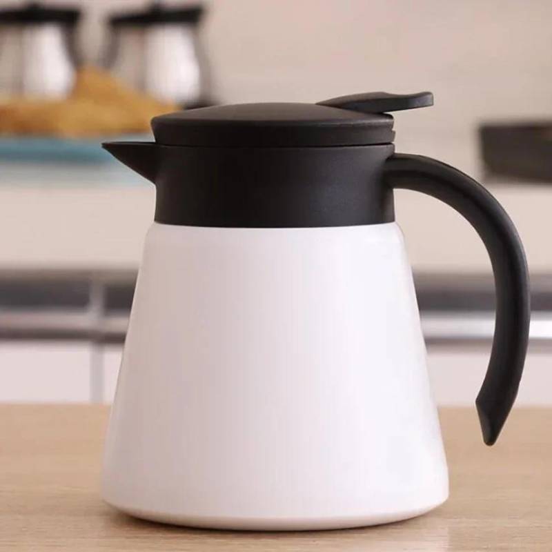680 ml Edelstahl-Thermo-Kaffeekanne, doppelwandige Thermoskanne für Zuhause, Büro, hält Getränke heiß – Rot, Schwarz, Weiß 680ML weiß von Joom DACH
