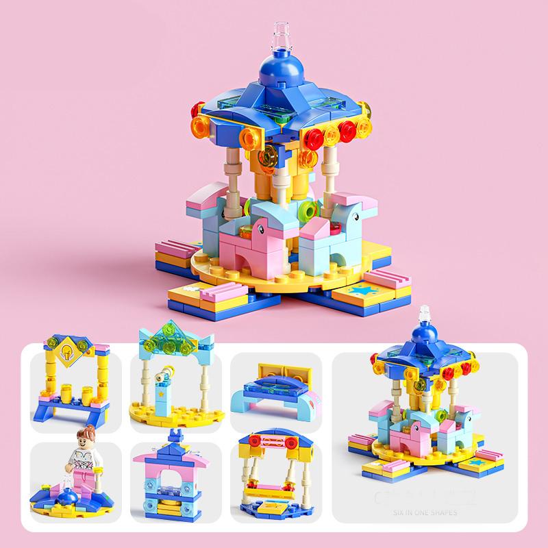 6IN1 Polizeiauto Feuerlöschboot DIY Hubschrauber Dinosaurier Modell Bausteine Stadt SWAT Fahrzeug Ziegel Spielzeug für Kinder Geschenk Carousel-159Pcs von Joom DACH