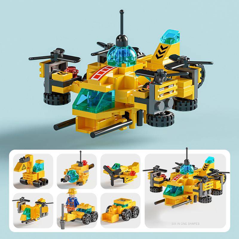 6IN1 Polizeiauto Feuerlöschboot DIY Hubschrauber Dinosaurier Modell Bausteine Stadt SWAT Fahrzeug Ziegel Spielzeug für Kinder Geschenk City Building-136Pcs von Joom DACH