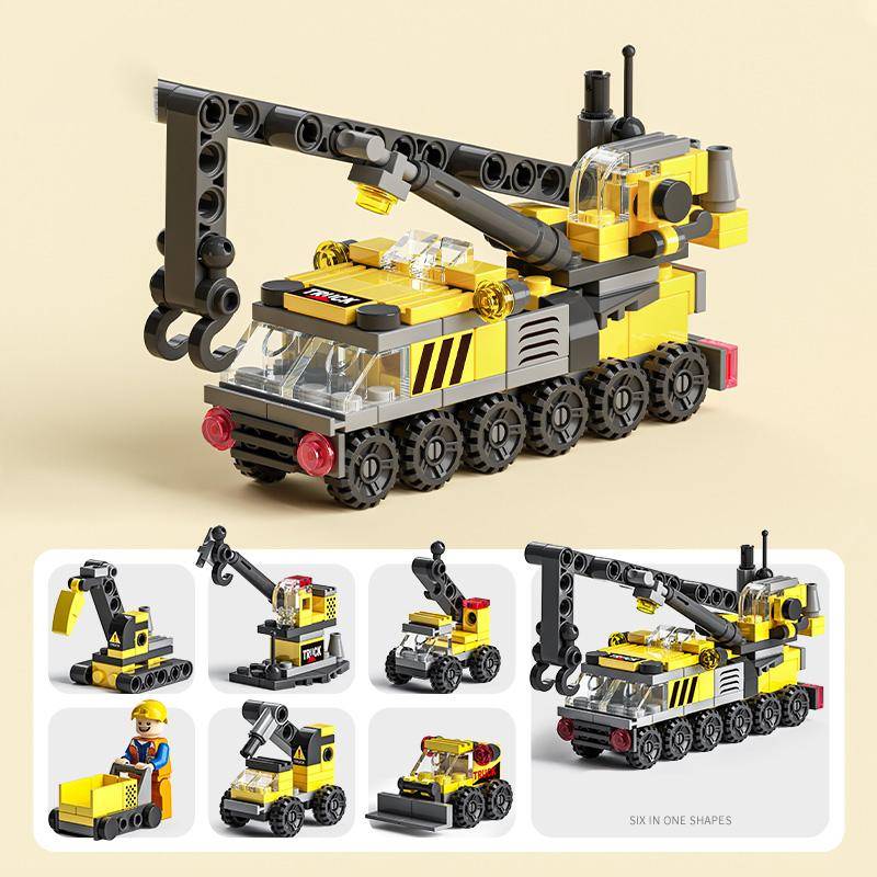 6IN1 Polizeiauto Feuerlöschboot DIY Hubschrauber Dinosaurier Modell Bausteine Stadt SWAT Fahrzeug Ziegel Spielzeug für Kinder Geschenk Engineering-142Pcs von Joom DACH