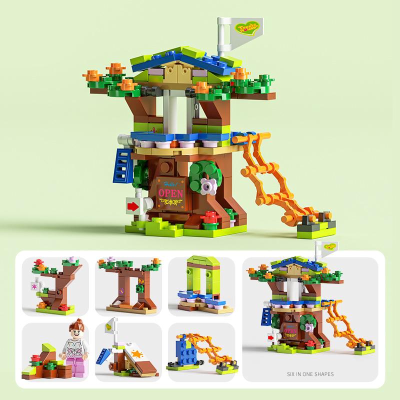 6IN1 Polizeiauto Feuerlöschboot DIY Hubschrauber Dinosaurier Modell Bausteine Stadt SWAT Fahrzeug Ziegel Spielzeug für Kinder Geschenk Fairy House-15 von Joom DACH