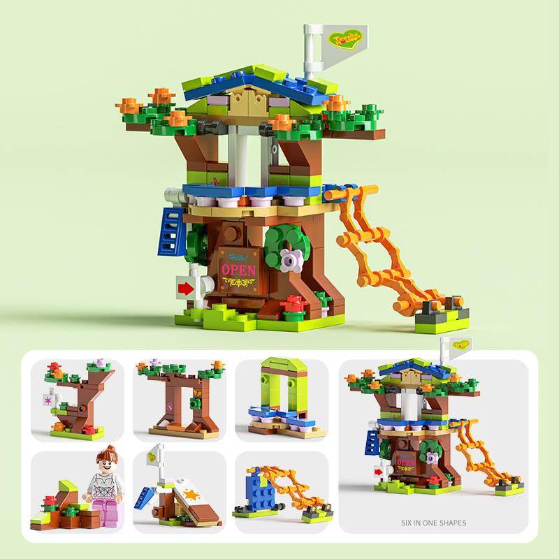 6IN1 Polizeiauto Feuerlöschboot DIY Hubschrauber Dinosaurier Modell Bausteine Stadt SWAT Fahrzeug Ziegel Spielzeug für Kinder Geschenk Fairy House-15 von Joom DACH