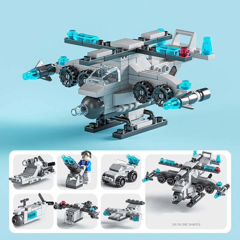 6IN1 Polizeiauto Feuerlöschboot DIY Hubschrauber Dinosaurier Modell Bausteine Stadt SWAT Fahrzeug Ziegel Spielzeug für Kinder Geschenk Navy-136Pcs von Joom DACH