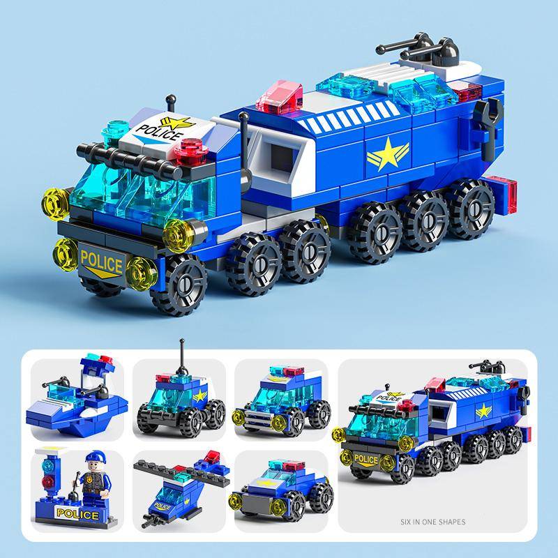 6IN1 Polizeiauto Feuerlöschboot DIY Hubschrauber Dinosaurier Modell Bausteine Stadt SWAT Fahrzeug Ziegel Spielzeug für Kinder Geschenk SWAT-147Pcs von Joom DACH