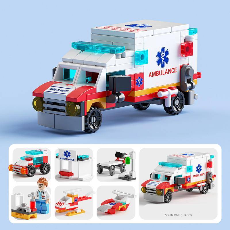 6IN1 Polizeiauto Feuerlöschboot DIY Hubschrauber Dinosaurier Modell Bausteine Stadt SWAT Fahrzeug Ziegel Spielzeug für Kinder Geschenk Urban rescue-122Pcs von Joom DACH