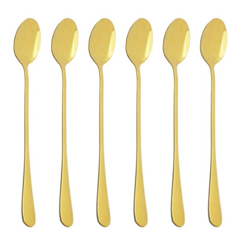 6Pcs Bunte Besteck Set Edelstahl Langen Griff Löffel Geschirr Dessert Eis Kaffee Löffel Rühren Löffel Besteck gold von Joom DACH