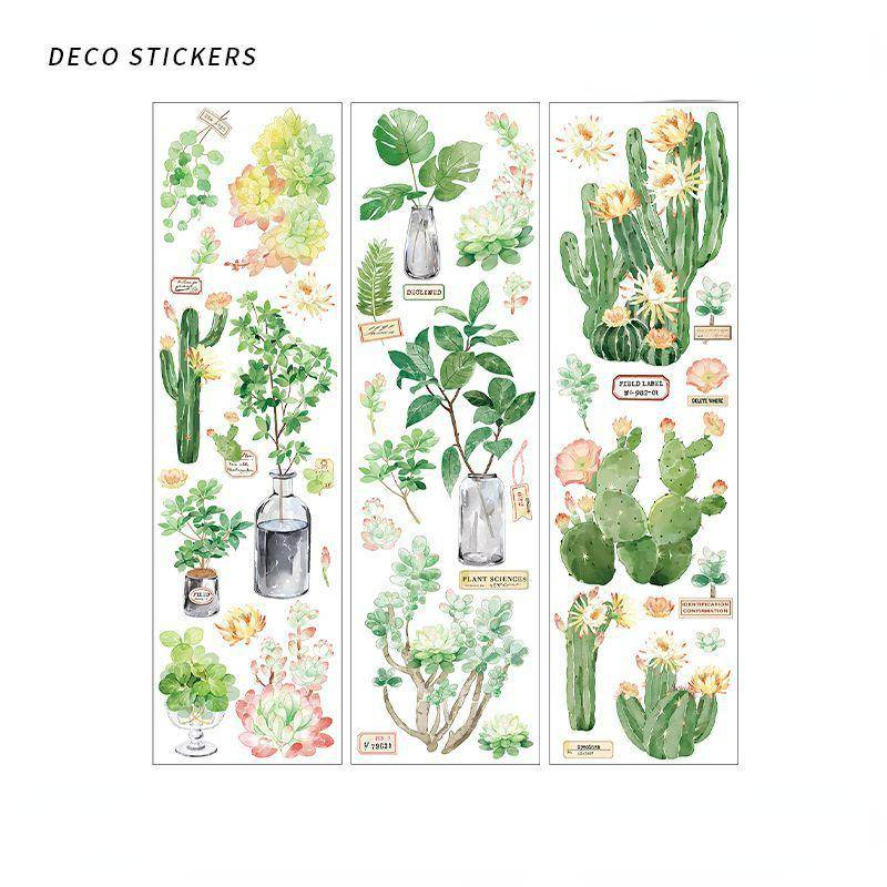 6Pcs Grüne Pflanze Obst Dekorative Pet Aufkleber Vintage Handbuch Scrapbooking Label Tagebuch Schreibwaren Album Telefon Journal Planer von Joom DACH
