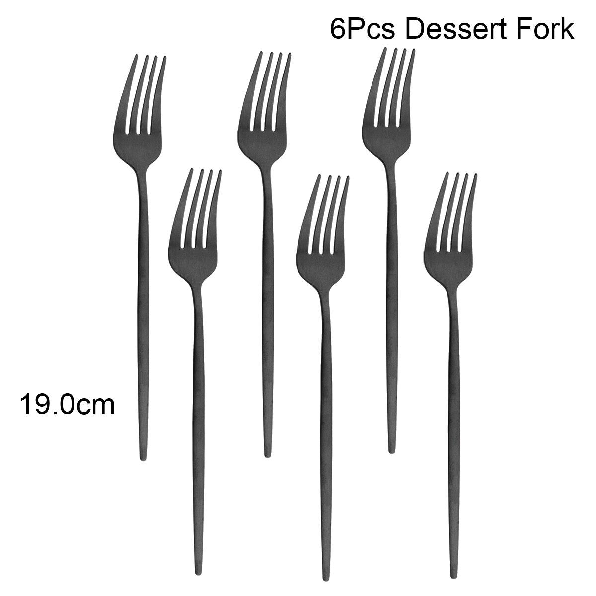 6Pcs Schwarz Besteck Set Matte Geschirr Set Messer Gabel Löffel Geschirr Kuchen Obst Gabel Edelstahl Besteck Küche 6pcs dessert forks schwarz von Joom DACH