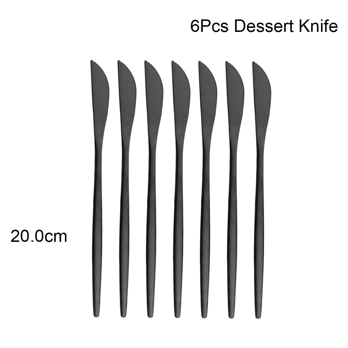 6Pcs Schwarz Besteck Set Matte Geschirr Set Messer Gabel Löffel Geschirr Kuchen Obst Gabel Edelstahl Besteck Küche 6pcs dessert knives schwarz von Joom DACH