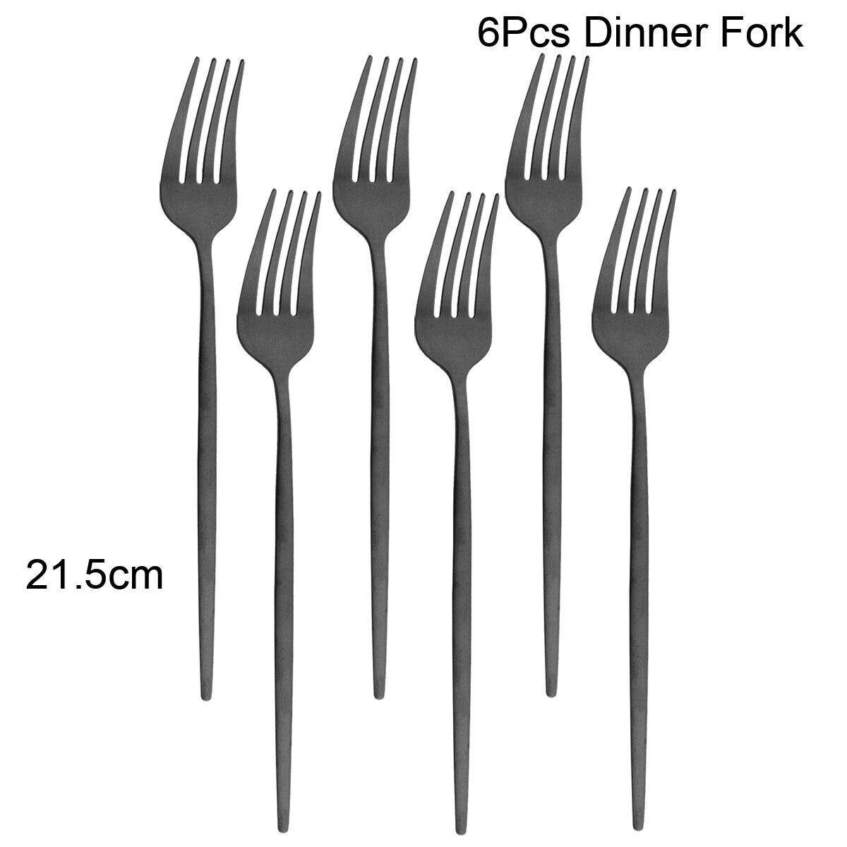 6Pcs Schwarz Besteck Set Matte Geschirr Set Messer Gabel Löffel Geschirr Kuchen Obst Gabel Edelstahl Besteck Küche 6pcs dinner forks schwarz von Joom DACH