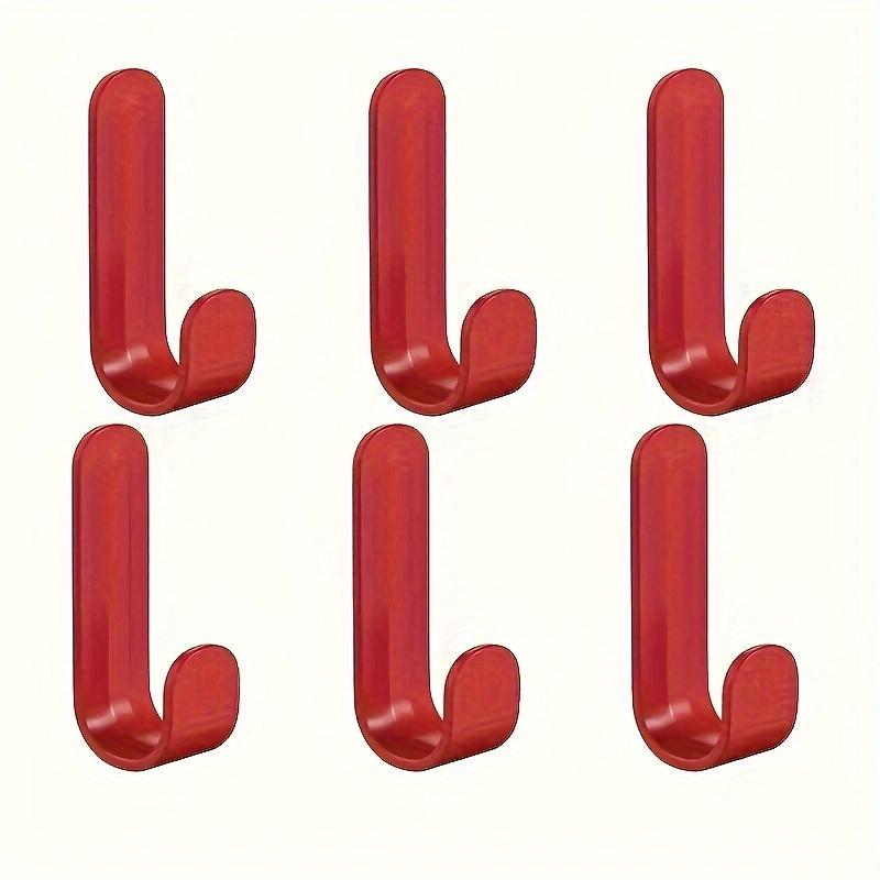 6er-Pack kraftvolle selbstklebende J-Haken – kein Bohren nötig, rostfreie Wand- und Türhaken aus Kunststoff, ideal zur Aufbewahrung in der Küche, praktische Aufhänger 6 sticky hooks without punching rot von Joom DACH