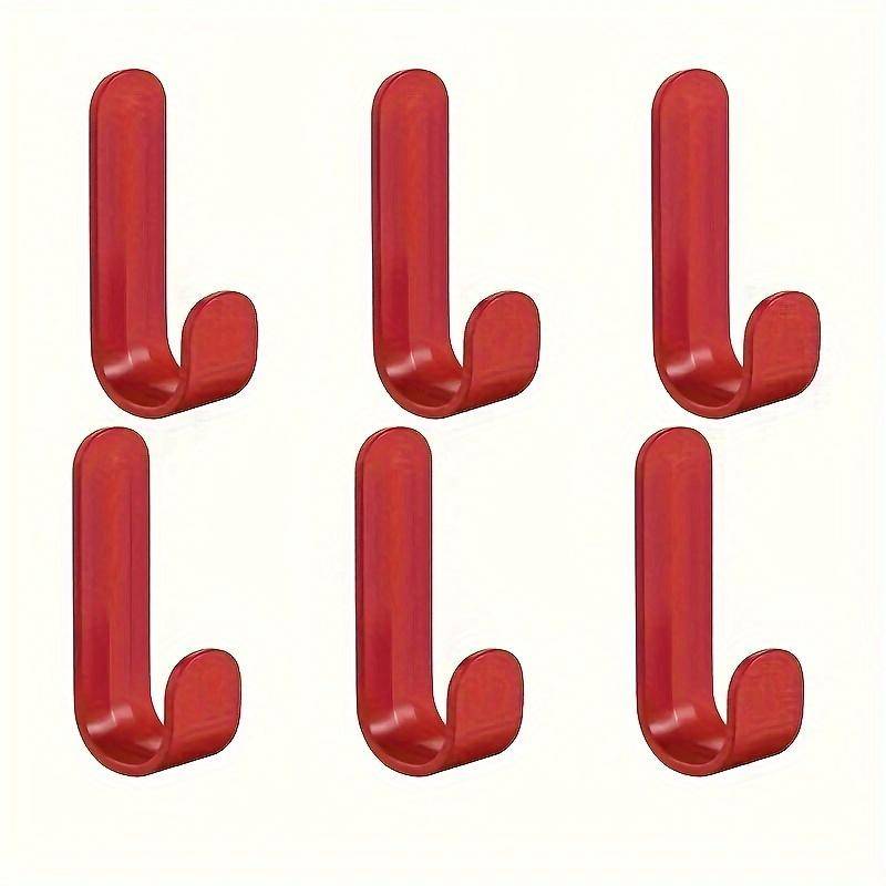 6er-Pack kraftvolle selbstklebende J-Haken – kein Bohren nötig, rostfreie Wand- und Türhaken aus Kunststoff, ideal zur Aufbewahrung in der Küche, praktische Aufhänger 6 sticky hooks without punching rot von Joom DACH