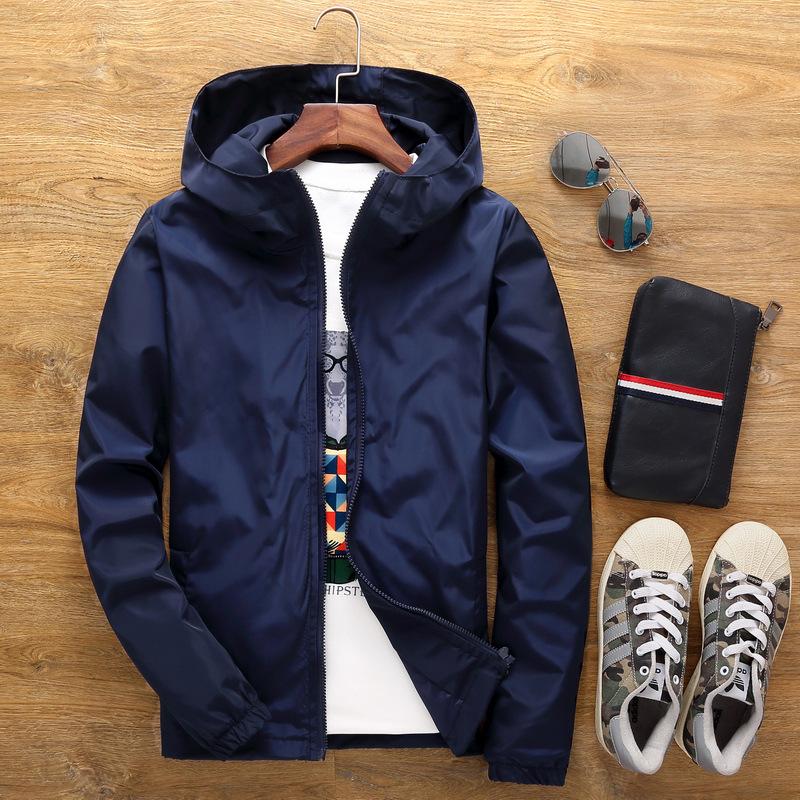 7 Farben Herren-Sportjacke, einfarbig, mit Kapuze, Freizeitjacke, modisch, groß, lockerer Mantel 4XL dunkelblaue von Joom DACH