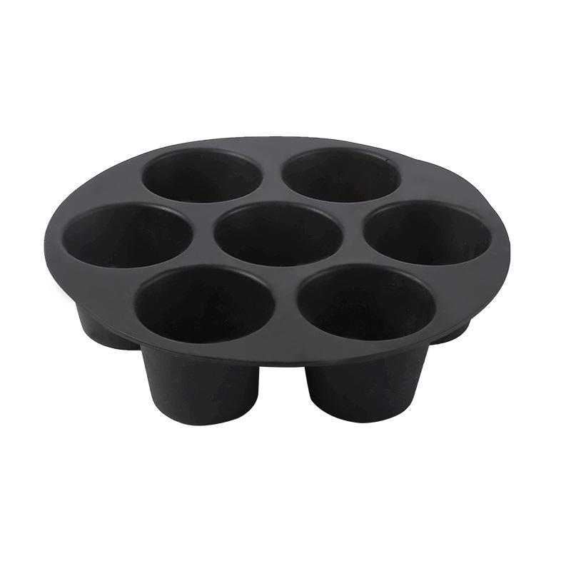 7 Löcher Airfryer Silikon Topf Muffin Kuchen Tasse Form Backform für Gebäck Air Fryer Mikrowelle Backblech Küche Zubehör Large schwarz von Joom DACH