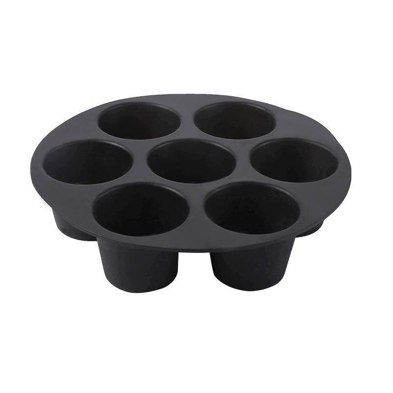 7 Löcher Airfryer Silikon Topf Muffin Kuchen Tasse Form Backform für Gebäck Air Fryer Mikrowelle Backblech Küche Zubehör Large schwarz von Joom DACH