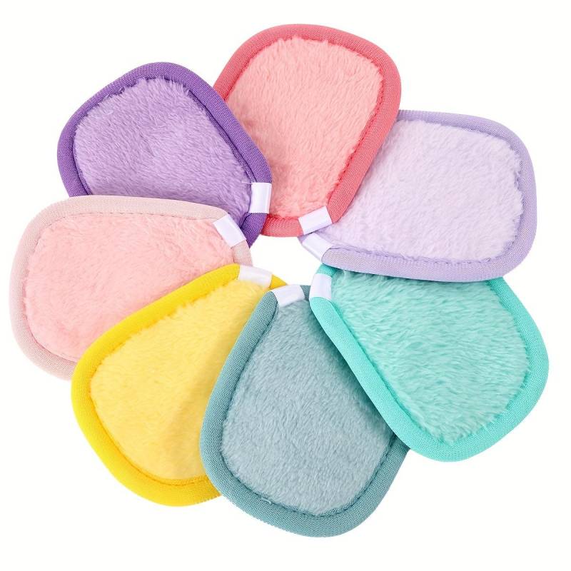 7 Stück weiche, wiederverwendbare Make-up-Entferner-Pads aus Flanell, mehrfarbig, quadratische Form für eine sanfte Gesichtsreinigung, waschbar 7pcs von Joom DACH