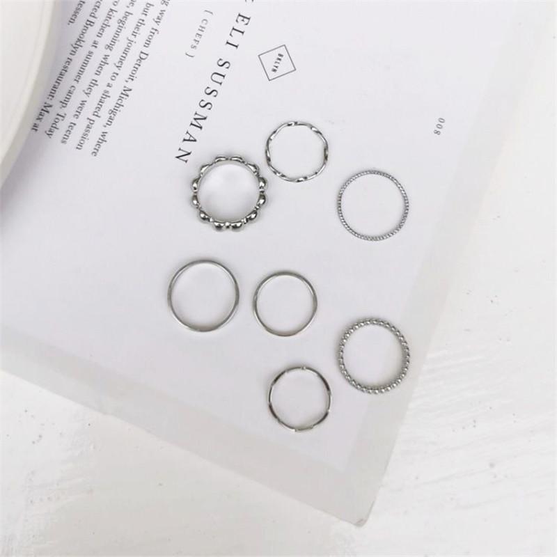 7 Stücke Einfache Vintage Ringe Für Frauen Mädchen Geschenk Kleine Boho Gothic Hip Hop Perlen Knuckles Ringe Set Statement Rock Party Schmuck silber von Joom DACH