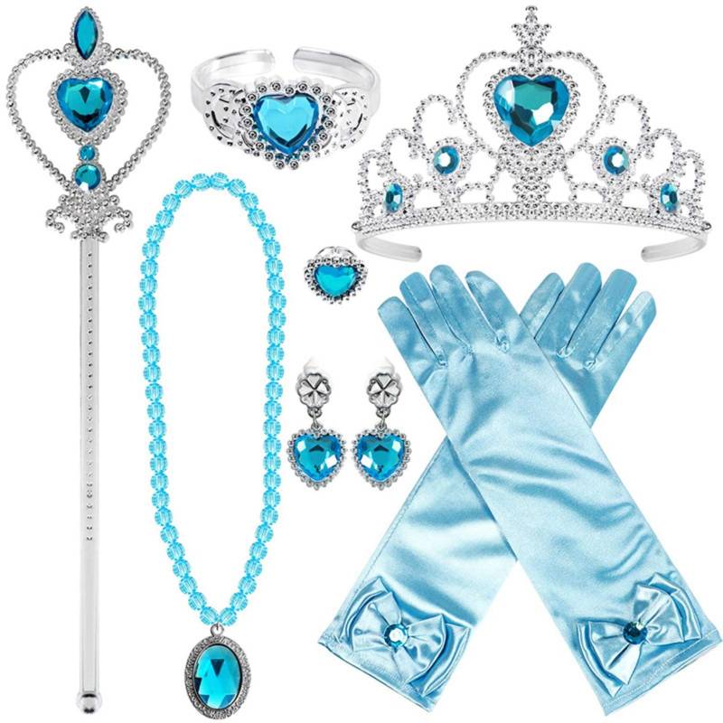 7 Teile/satz Prinzessin Liebe Halskette Set Mädchen Prinzessin Schmuck kinder Pfirsich Herz Mit Diamant Krone Zauberstab One Size blau von Joom DACH
