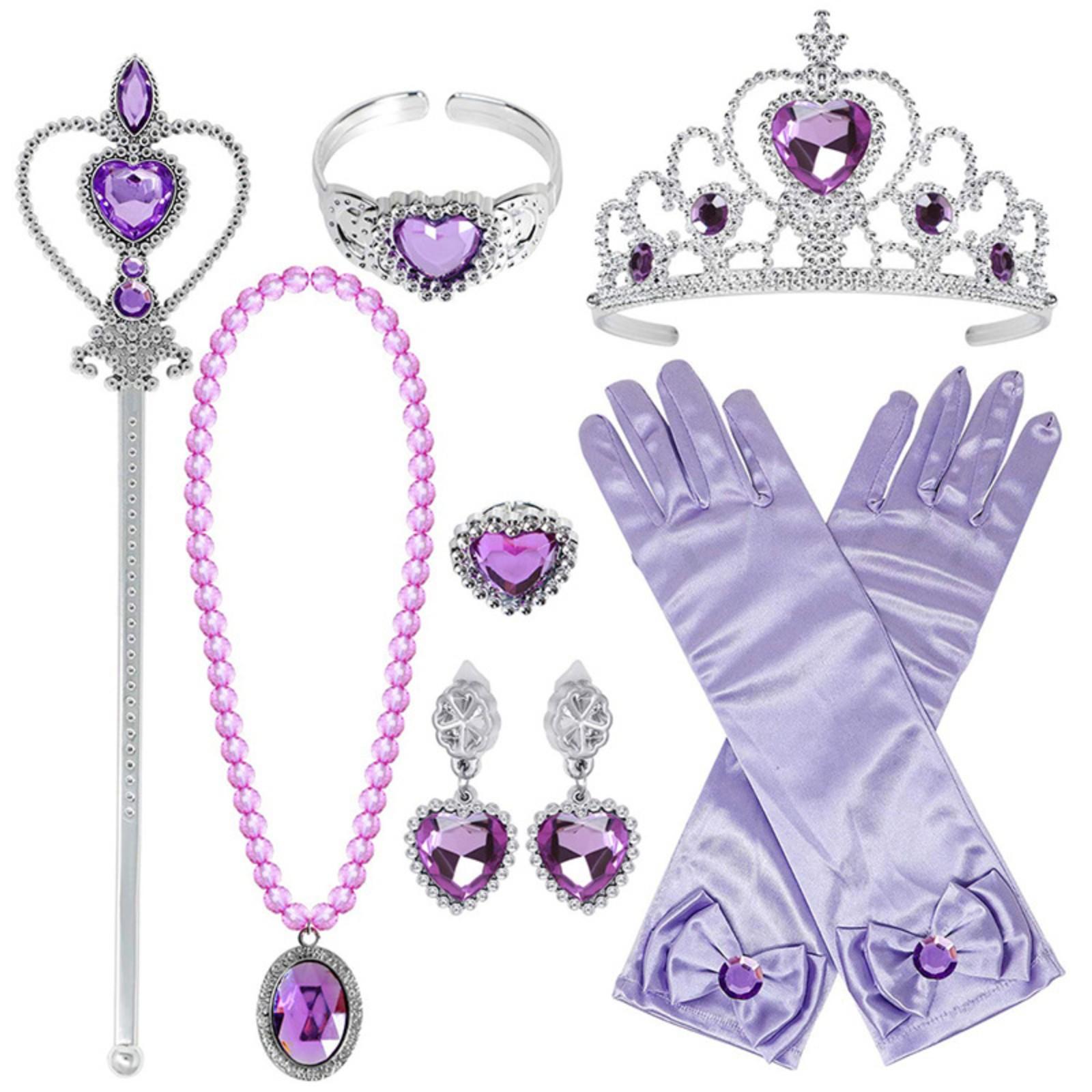 7 Teile/satz Prinzessin Liebe Halskette Set Mädchen Prinzessin Schmuck kinder Pfirsich Herz Mit Diamant Krone Zauberstab One Size violett von Joom DACH