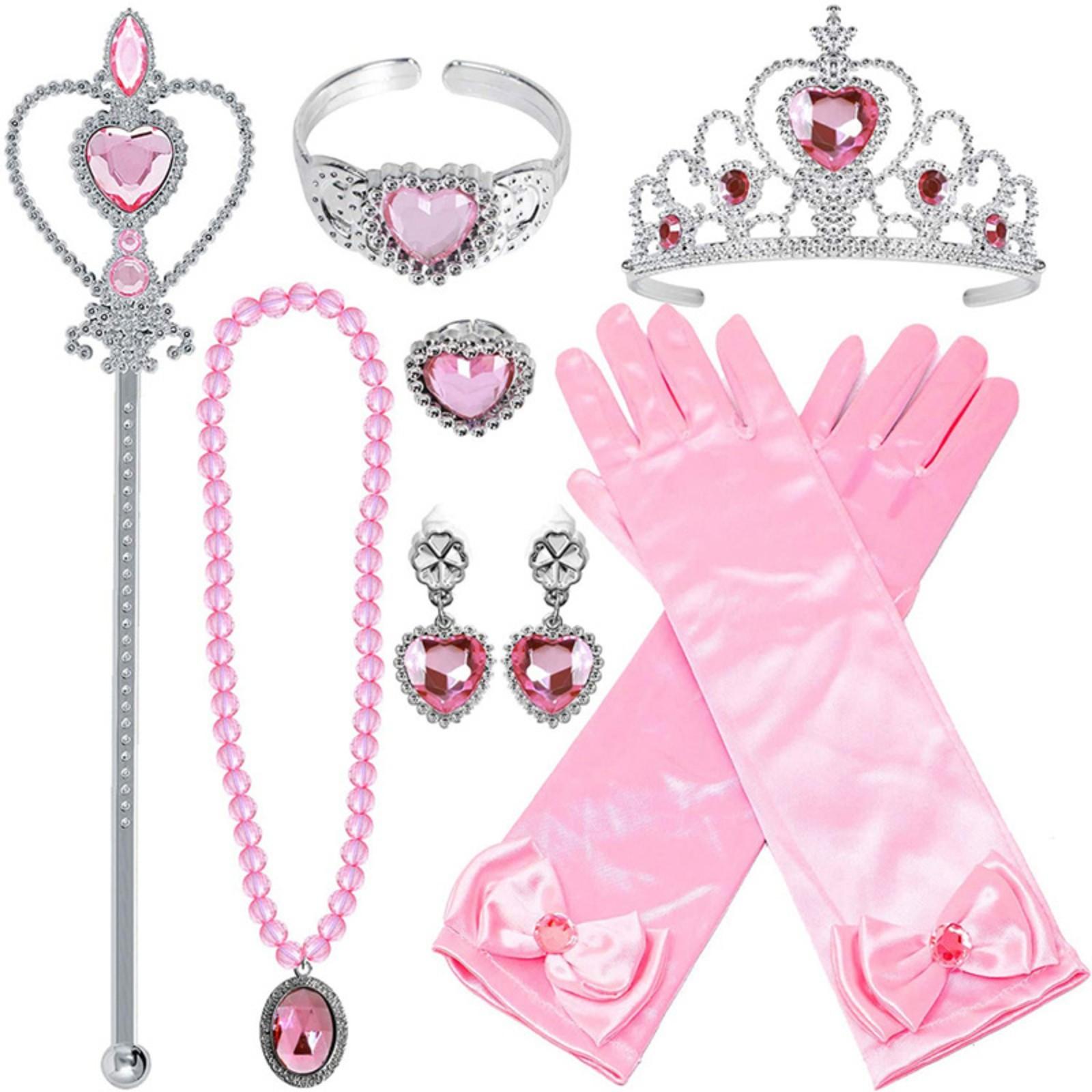 7 Teile/satz Prinzessin Liebe Halskette Set Mädchen Prinzessin Schmuck kinder Pfirsich Herz Mit Diamant Krone Zauberstab One Size rosa von Joom DACH