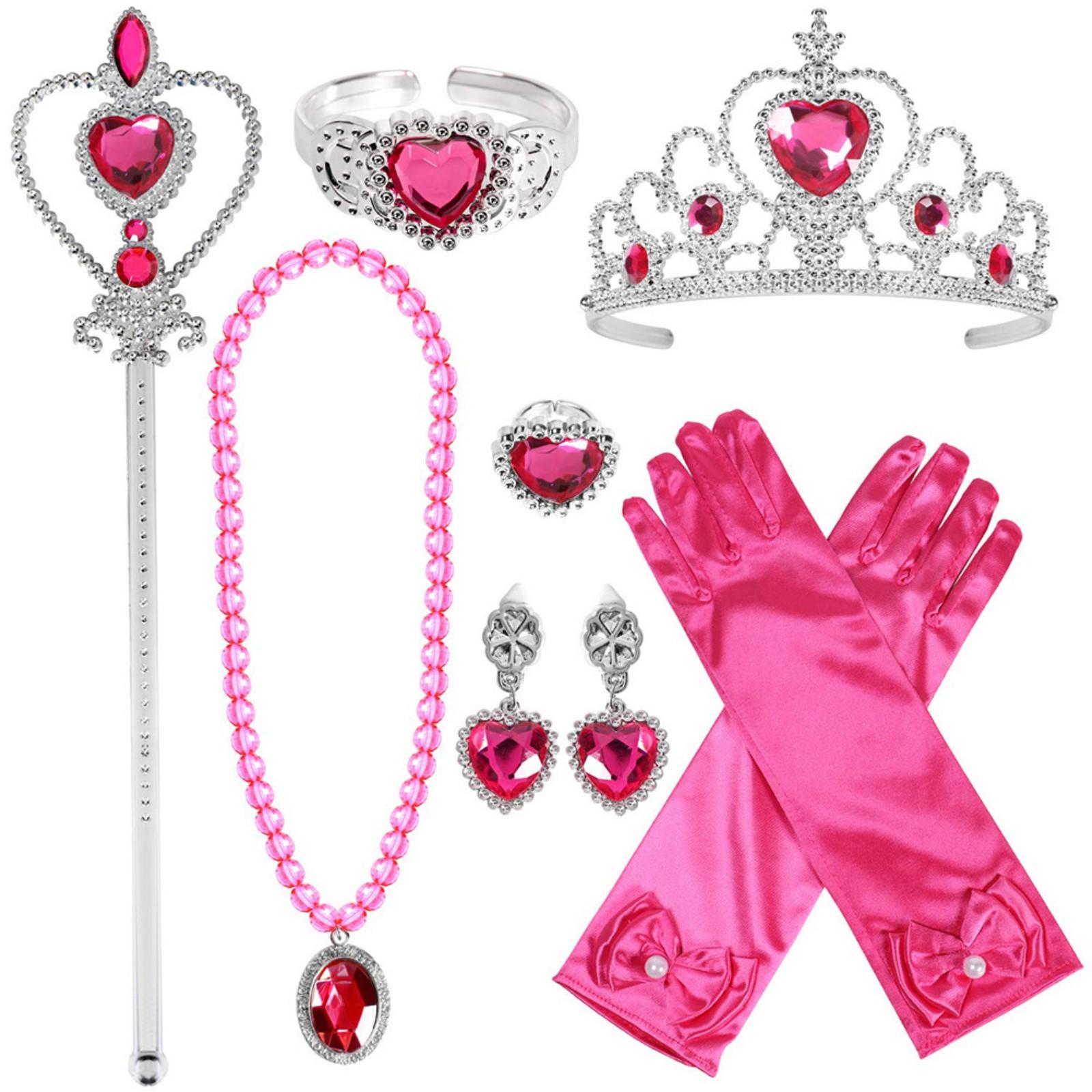 7 Teile/satz Prinzessin Liebe Halskette Set Mädchen Prinzessin Schmuck kinder Pfirsich Herz Mit Diamant Krone Zauberstab One Size von Joom DACH