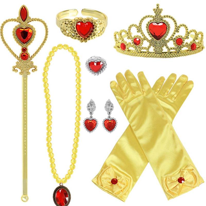 7 Teile/satz Prinzessin Liebe Halskette Set Mädchen Prinzessin Schmuck kinder Pfirsich Herz Mit Diamant Krone Zauberstab One Size gelb von Joom DACH