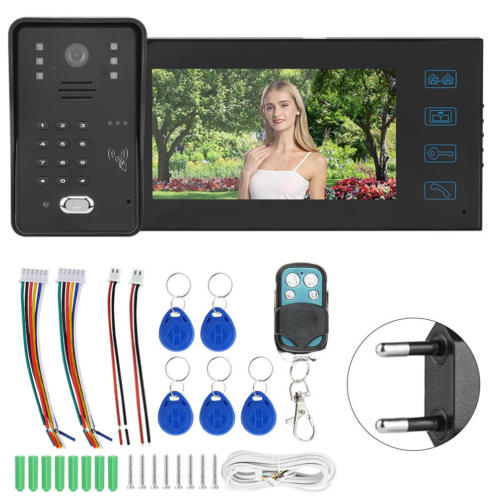 7 Zoll TFT LCD Türklingel Fernbedienung Passwortkarte Video Türsprechanlage Regensicher Gegensprechanlage von Joom DACH