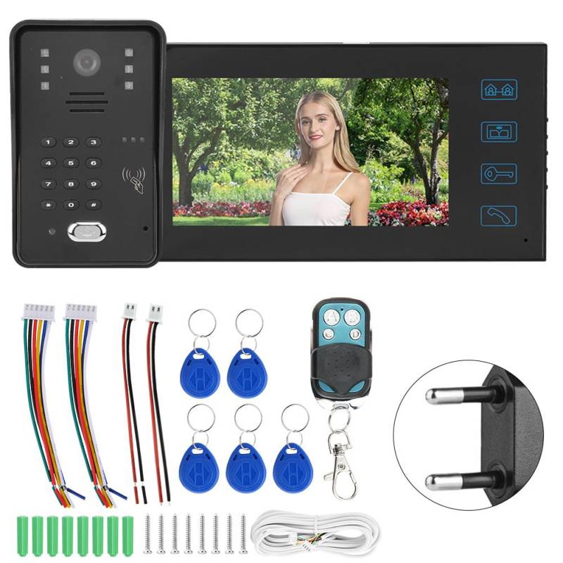 7 Zoll TFT LCD Türklingel Fernbedienung Passwortkarte Video Türsprechanlage Regensicher Gegensprechanlage von Joom DACH