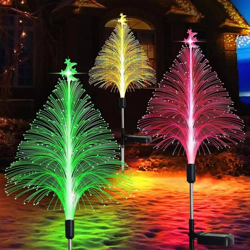 7-farbige Solar-Rasenleuchte, 5-lagige Weihnachtsbaumbeleuchtung, LED-Innenhof-Landschaftsbeleuchtung, wasserdichte Straßendekorationsbeleuchtung Christmas tree von Joom DACH