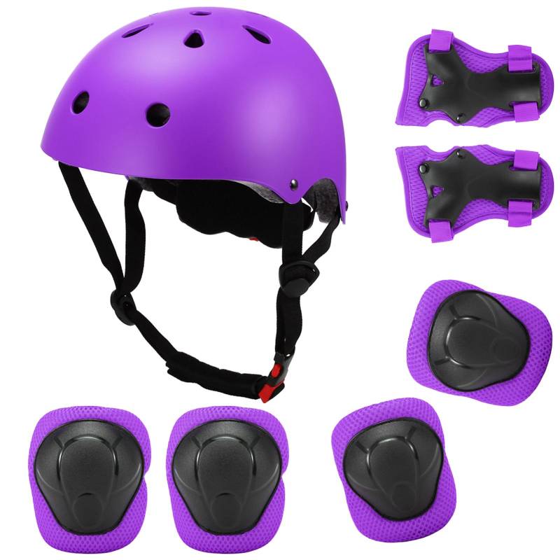 7-in-1-Helm- und Schoner-Set für Kinder, verstellbar, Knieschützer, Ellenbogenschützer, Handgelenkschützer für Roller, Skateboard, Rollschuhlaufen, Fahrrad violett 7-in-1-Helm- und Schoner-Set für Kinder, verstellbar, Knieschützer, Ellenbogenschützer, Handgelenkschützer für Roller, Skateboard, Rollschuhlaufen, Fahrrad violett von Joom DACH