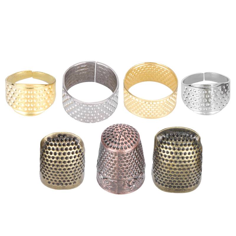 7 stücke Nähen Fingerhut Set Einstellbare Messing Kupfer Finger Schutz DIY Handwerk Liefert Zubehör von Joom DACH