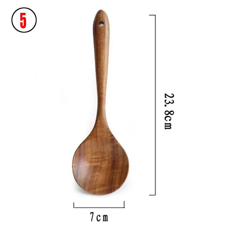 7 stücke Thailand Teak Natürliche Holz Geschirr Löffel Schöpfkelle Turner Lange Reis Sieb Suppe Skimmer Kochen Löffel Scoop Küche Werkzeug set 1pcs von Joom DACH
