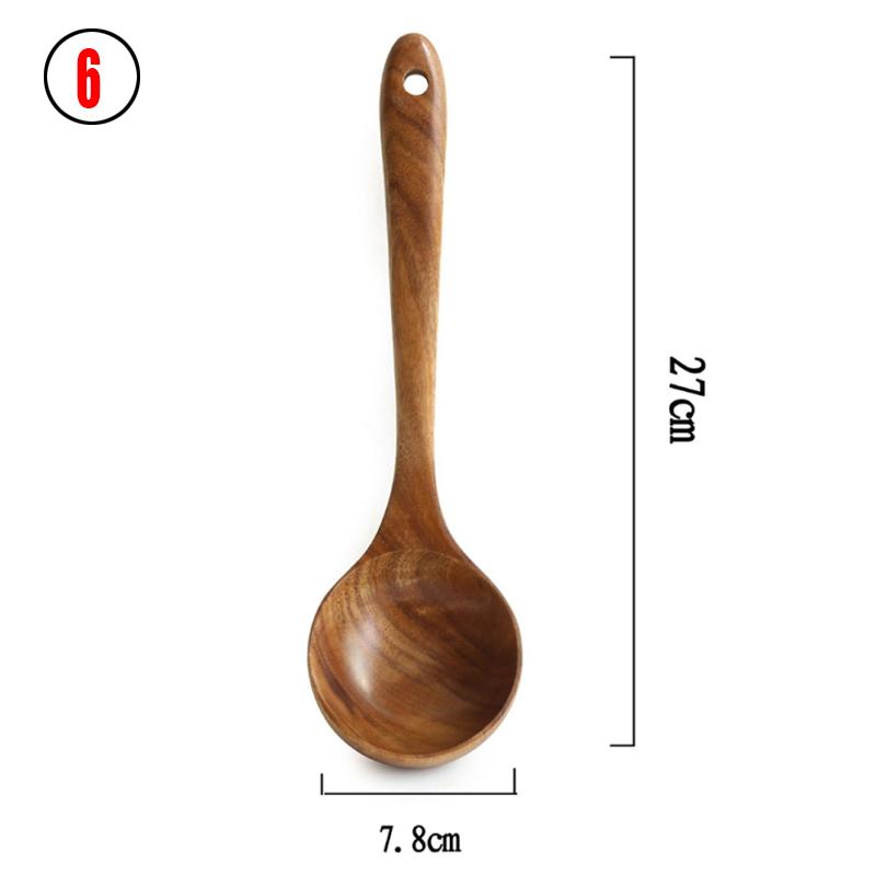7 stücke Thailand Teak Natürliche Holz Geschirr Löffel Schöpfkelle Turner Lange Reis Sieb Suppe Skimmer Kochen Löffel Scoop Küche Werkzeug set 1pcs von Joom DACH