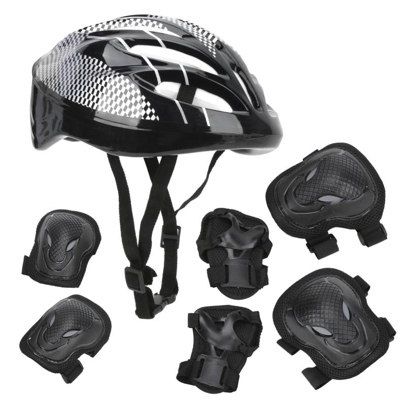 7-teiliges Erwachsenen Rollschuh Schutzausrüstungsset Knieschoner Ellbogenschoner Helm Handgelenkschützer Set von Joom DACH