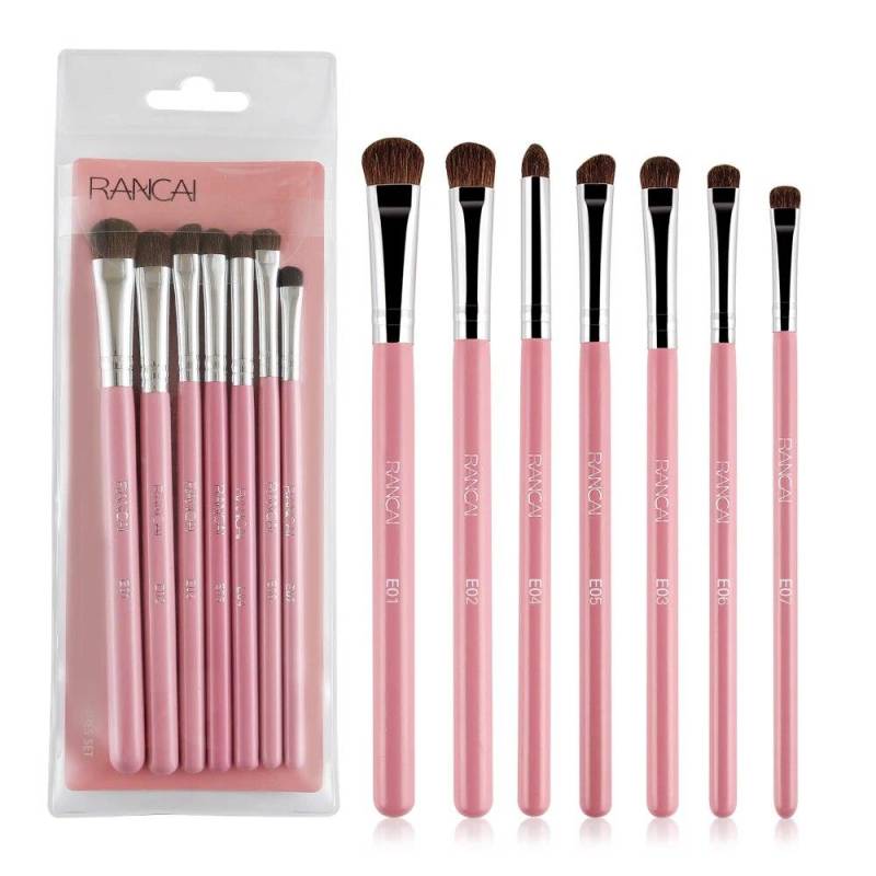 7-teiliges Lidschatten-Make-up-Pinsel-Set, natürliches Pferdehaar, Kosmetikpinsel, Blending-Wisch-Shader-Pinsel, Make-up-Werkzeug rosa von Joom DACH