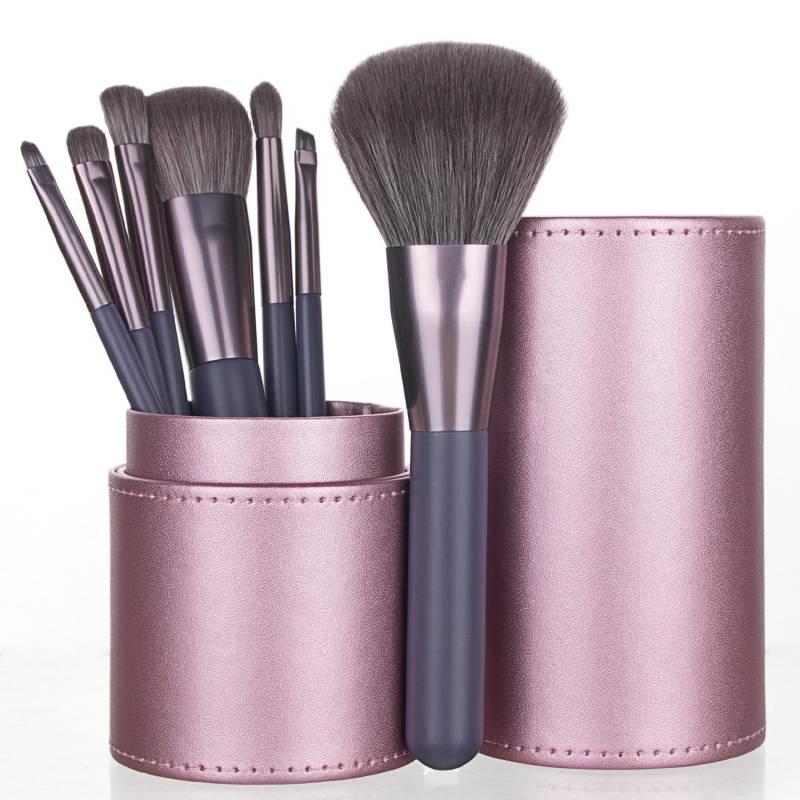 7-teiliges professionelles Make-up-Pinsel-Set mit Eimer, Rouge, Pulver, Lidschatten, Augenbrauen, Foundation-Pinsel, Make-up-Werkzeug violett von Joom DACH