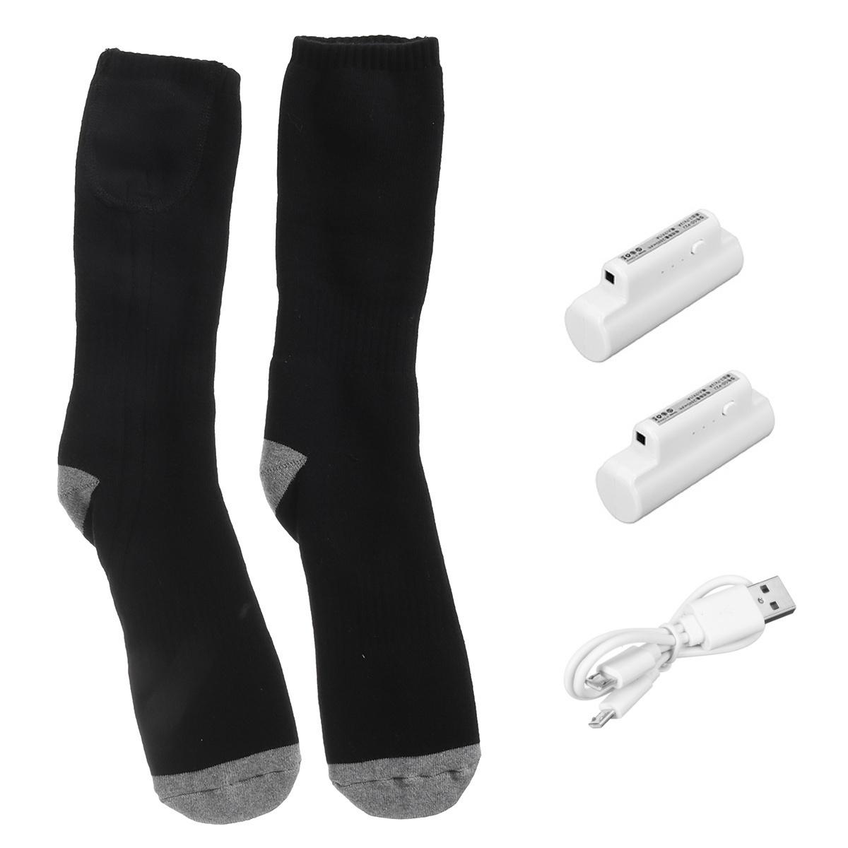 70 ℃ Beheizte Socken Batteriebetriebene elektrische Winter-Wärmeeinlegesohle Herren Damen Thermo-Fußwärmersocken für Outdoor-Skifahren Angeln Motorrad Radfahren with battery schwarz von Joom DACH