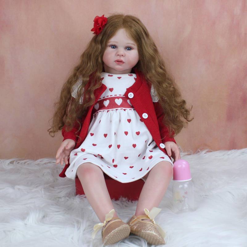 70 CM 3D Farbe Haut Weiche Silikon Reborn Baby Puppe Spielzeug Stoff Körper Realistische Lange Haare Prinzessin Mädchen Kleinkind verkleiden Kunst Bebe Finished doll von Joom DACH